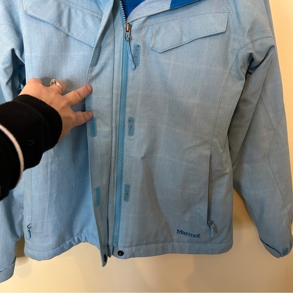 Marmot Waterproof Blue Plaid Ski Jacket Size S - Picture 11 of 16